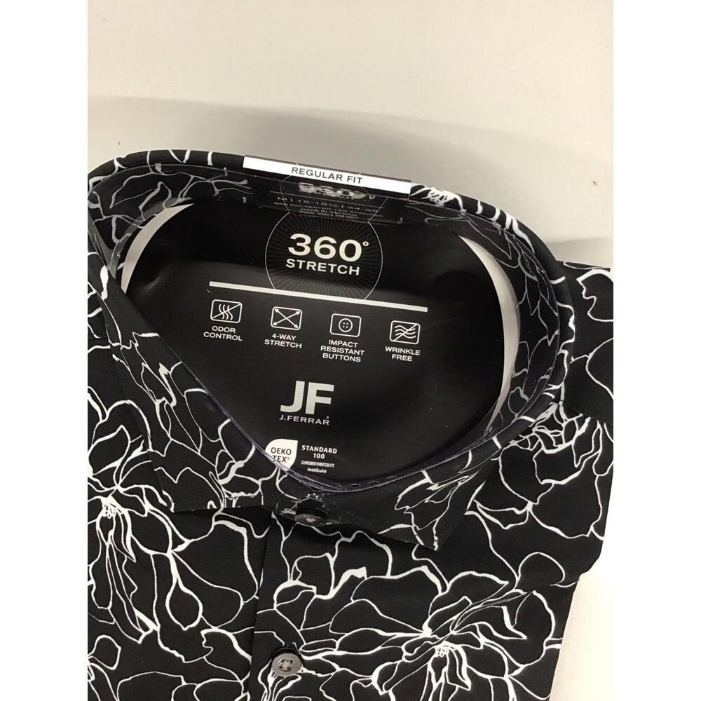Men’s j. Ferrar 360 stretch short sleeve button down size M 34-35, 15-15.5 black - Picture 2 of 6